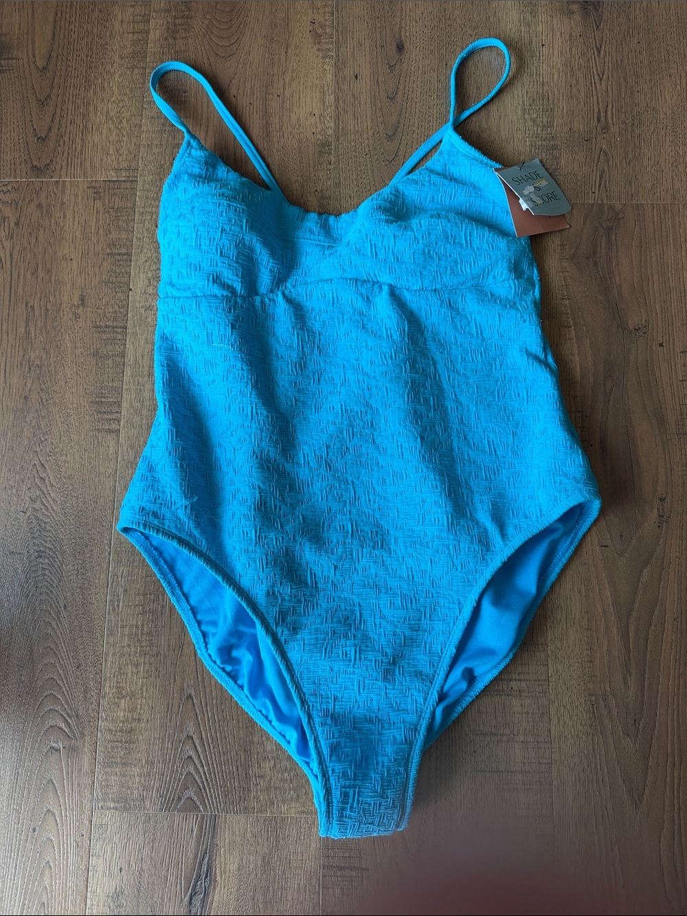 Shade & Shore Bright Turquoise Textured One-Piece large